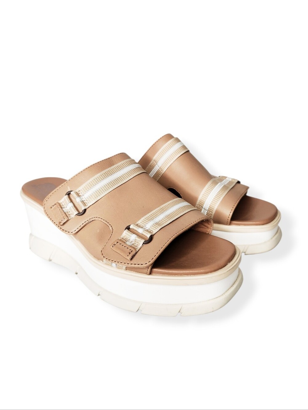 Sorel Joanie III Slide Wedge Women's Tan and Cream Slip On Sandals Size 10